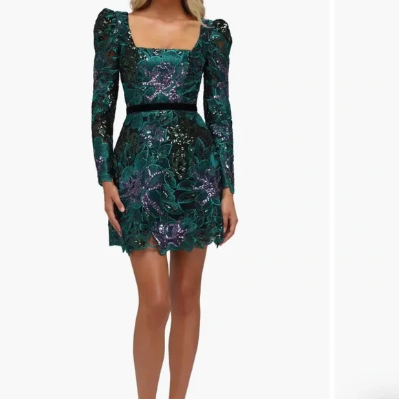 Helsi | Dresses | Helsi Alice Floral Embroidered Sequin Long Sleeve  Cocktail Dress Nwot | Poshmark